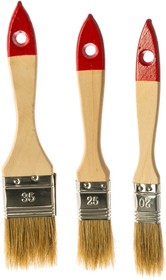Набор из 3 флейцевых кистей с деревянными ручками: ширина 20, 25, 35мм, натуральная щетина, 55% топс 30-0502