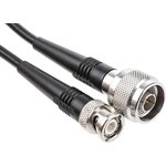 R284C0351026, Male BNC to Male N Type Coaxial Cable, 500mm, RG58 Coaxial, Terminated