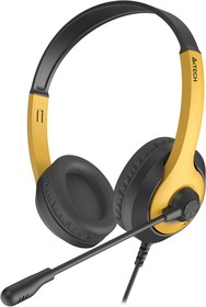 Фото 1/5 Наушники с микрофоном A4Tech Fstyler FH100U желтый/черный 2м накладные USB оголовье (FH100U (BUMBLEBEE))