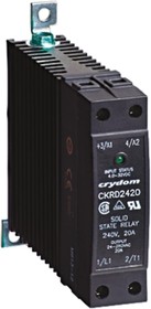Фото 1/6 CKRA2410, Solis-State Relay - Control Voltage 110-280 VAC - Typical Input Current 5 mA/240VAC- LED Green Input Status - Out ...