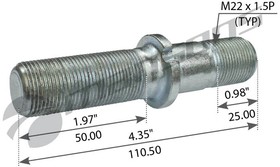 600131, Шпилька колесная комплект M22x1.5/M22x1.5/112 с гайками (2) шпилька