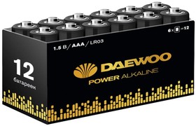 Фото 1/3 Элемент питания алкалиновый AAA/LR03 1.5В Power Alkaline Pack-12 (уп.12шт) DAEWOO 5042100