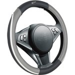 31310, Оплетка руля (M) 37-39см черно-серая экокожа Step CARFASHION