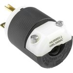 HBL5666C, USA Mains Plug, 15A Black, Cable Mount Nylon Screw, 250 V