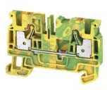 Фото 1/4 2051360000, Weidmuller A Series Green/Yellow DIN Rail Terminal Block, 4mm², Single-Level, Push In Termination