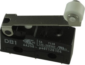 Фото 1/2 DB1C-A1RC, Basic / Snap Action Switches 5A 125-250VAC Solder Term 18.5mm Actuator