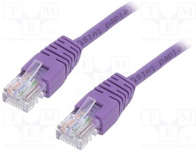 Фото 1/2 PP12-1M/V, Patch cord; U/UTP; 5e; stranded; CCA; PVC; violet; 1m; 26AWG