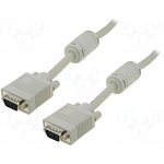 AK-310103-018-E, Cable; D-Sub 15pin HD plug,both sides; grey; 1.8m