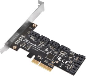 Фото 1/10 Контроллер Silverstone G46ECS060000010 6 Ports SATA Gen3 (6Gbps) Non-RAID PCI Express Gen3 x2 card