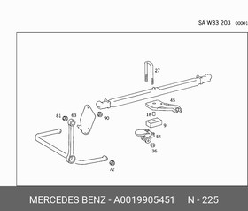 0019905451, Гайка М24х1,5 рулевой тяги Mercedes-Benz