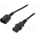 AK-440201-018-S, Cable; IEC C13 female,IEC C14 male; 1.8m; black; 10A; 250V