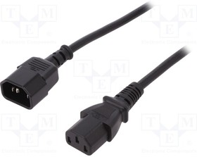 Фото 1/2 AK-440201-018-S, Cable; IEC C13 female,IEC C14 male; 1.8m; black; 10A; 250V