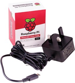 Фото 1/2 SC0216, Raspberry Pi Accessory, Raspberry Pi 4 Model B Official PSU, USB-C, 5.1V, 3A, UK Plug, Black