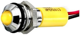 Фото 1/2 Q8P1CXXY24E, Светодиодный индикатор в панель, Желтый, 24 В DC, 8 мм, 20 мА, 50 мкд, IP67