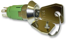 IRL-5-R-D-2, Выключатель с ключом, Мгновенного Действия с Пружинным Возвратом, SP3T, IRL Series, 3 Позиции