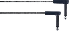Фото 1/3 Cordial EI 0,1 RR инструментальный кабель угловой джек моно 6.3мм/угловой джек моно 6.3мм, 0.1м, черный