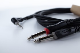 Фото 1/2 Cordial EY 1 WRPP кабель Y-адаптер джек стерео 3.5мм угловой-2 джека моно 6.3мм male, 1.0м, черный