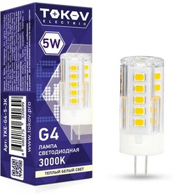Лампа светодиодная 5Вт Capsule 3000К G4 220-240В TOKOV ELECTRIC TKE-G4-5-3K