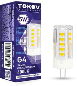 Лампа светодиодная 5Вт Capsule 4000К G4 220-240В TOKOV ELECTRIC TKE-G4-5-4K