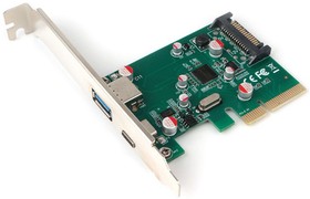 Фото 1/9 Контроллер USB Gembird SPCR-02, в PCI, порты: 2 внешн. USB 3.0 Type-C