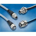XS5M-D426-5, Circular Metric Connectors FrontPanel Plug+.5M Cable & RearLockNut