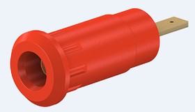 Фото 1/2 2 mm socket, flat plug connection, mounting Ø 8.3 mm, CAT III, red, 65.9099-22