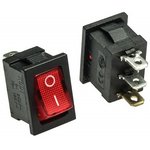 PL2407, Клавишный переключатель ON-OFF, 3 контакта, красная кнопка, подсветка