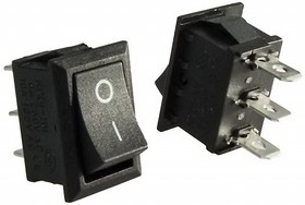 PL2408, Клавишный переключатель ON-ON, черный, 3 контакта