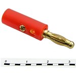PL2438, Штекер Banana GOLD красный, винтовое крепление, 4 мм