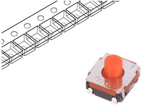 Фото 1/3 KSC4D1J 50SH LFS, TACTILE SWITCH, 200GF, 0.05A/32VDC, SMT