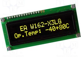 Фото 1/2 EA W162-X3LG, Дисплей: OLED, алфавитно-цифровой, 16x2, Разм: 80x36мм, PIN: 16