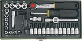 Фото 1/2 1/4 inch ratchet kit, 36 pieces, Phillips/slotted/ hexagon/TORX, 4-13 mm, PH1, PH2, FD4-5.5, HX3-6, TTX20-30, 23080