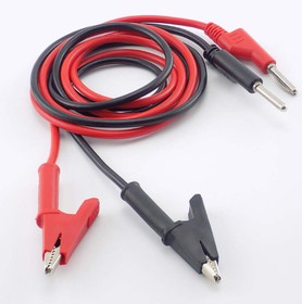 Медный сдвоенный (красный+черный) кабель 100см "крокодил"-"банан", диаметр 40 мм, номинальный ток 15 А