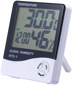 Фото 1/4 PL6109, Термометр универсальный цифровой гигрометр HTC-1 / датчик влажности / часы