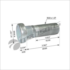 033900528, 033.900.528_болт колесный! M20x1.5x69/42\Volvo FL