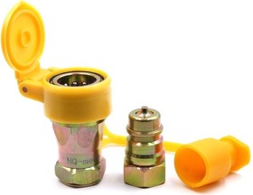 Фото 1/4 Быстроразъемное гидравлическое соединение ISO 7241-A конический клапан, БРС M+F, сталь, вн. резьба M22x1.5, желтый УТ000002786