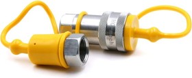Фото 1/5 Быстроразъемное гидравлическое соединение ISO 7241-A конический клапан, БРС M+F, сталь, вн. резьба 1/2", желтый УТ000002780
