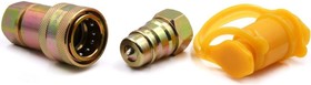 Фото 1/5 Быстроразъемное гидравлическое соединение ISO 7241-A конический клапан, БРС M+F, сталь, вн. резьба M22x1.5, желтый УТ000002774