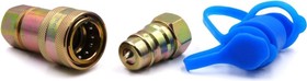 Фото 1/4 Быстроразъёмное гидравлическое соединение ISO7241-A конический клапан, БРС M+F сталь, внутренняя резьба M22x1.5, синий УТ000002776