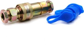 Фото 1/5 Быстроразъемное гидравлическое соединение ISO 7241-A конический клапан, БРС M+F, сталь, вн. резьба M16x1.5, желтый УТ000002800