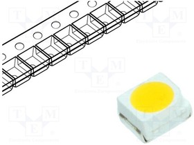 Фото 1/3 WW-WRA30TS-Q, Светодиод, SMD, 3528,PLCC2, белый теплый, 1400-1950мкд, 120°, 20мА