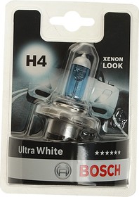 1987301152, Лампа 12V H4 60/55W P43t блистер (1шт.) Ultra White BOSCH
