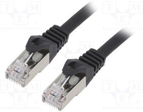 PP6A-LSZHCU-BK-1M, Patch cord; S/FTP; 6a; solid; Cu; LSZH; black; 1m; 27AWG; Cablexpert