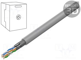 SPC-6A-LSZHCU-SO, Провод; S/FTP; 6a; однопров; Cu; 4x2x23AWG; LSZH; серый; 305м