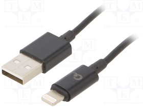 CC-USB2P-AMLM-1M, Кабель; USB 2.0; вилка Apple Lightning,вилка USB A; позолота; 1м
