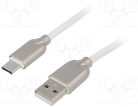 CC-USB2R-AMCM-2M-W, Кабель; USB 2.0; вилка USB A,вилка USB C; позолота; 2м; белый