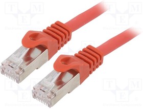 PP6A-LSZHCU-R-5M, Patch cord; S/FTP; 6a; solid; Cu; LSZH; red; 5m; 27AWG; Ocable: 5.8mm