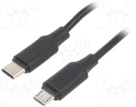CC-USB2-CMMBM-1.5M, Кабель; USB 2.0; вилка micro USB B,вилка USB C; 1,5м; черный