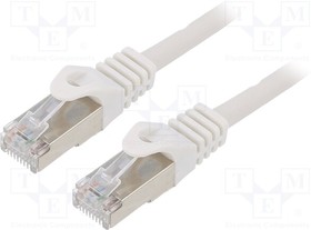 PP6-3M/W, Patch cord; F/UTP; 6; stranded; CCA; PVC; white; 3m; RJ45 plug; 26AWG