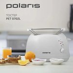 Тостер POLARIS PET 0702L, 750 Вт, 2 тоста, 6 режимов, механическое управление ...